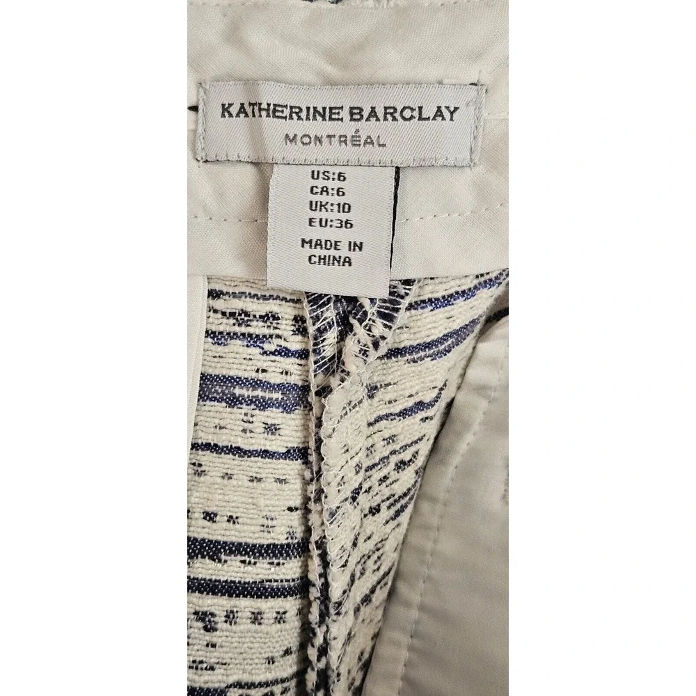 Katherine Barclay MONTREA striped silver thread tweed textured shorts women Sz 6
